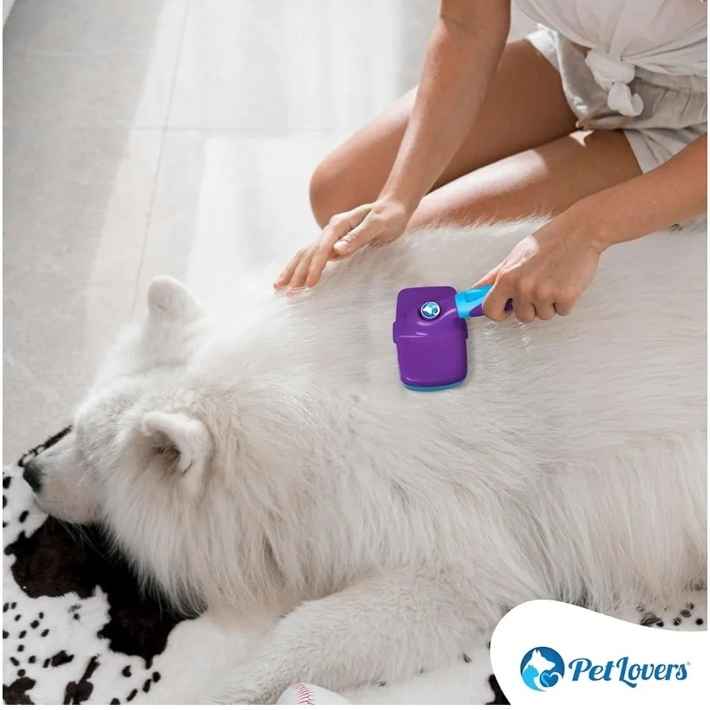 NEW PetLovers EzSlicker Self-Cleaning Brush Dog Cat Shedding Gentle Tangle-Free